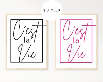 C'est la vie, french quote print, trendy wall art, french quotes, french typography, famous quotes