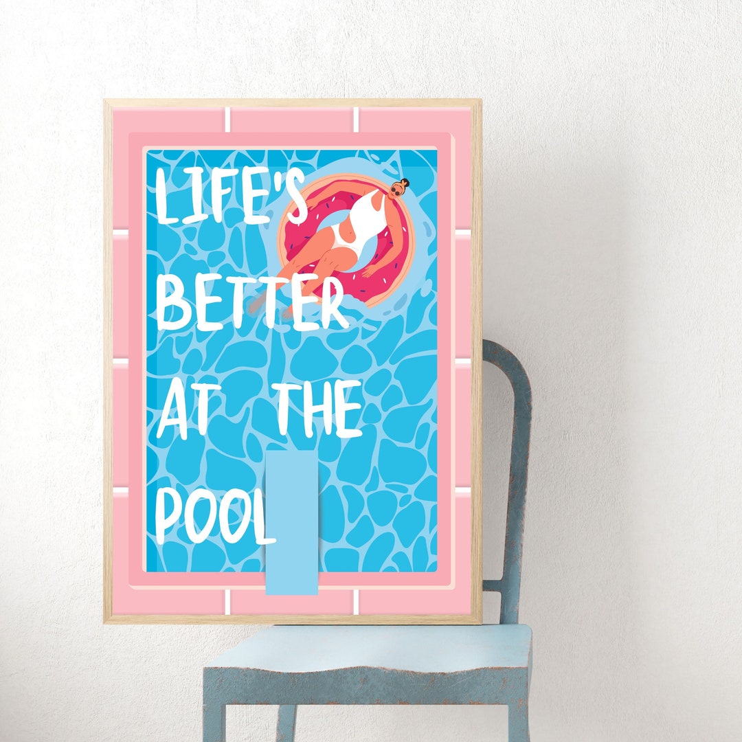 Swimming Pool Decor, Swimming Pool Art, Swimming Pool Print, Pastel