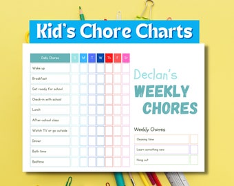 EDITABLE Kids Chore Chart | Routine Chart | Kids Schedule | Kids Checklist | ADHD Chore Chart | Daily Chore Chart | Printable Task List