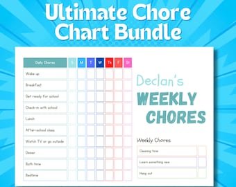 EDITABLE Kids Chore Chart | Routine Chart | Kids Schedule | Kids Checklist | ADHD Chore Chart | Daily Chore Chart | Printable Task List