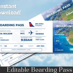 EDITABLE Airline Ticket Template Surprise Gift Idea Gift - Etsy
