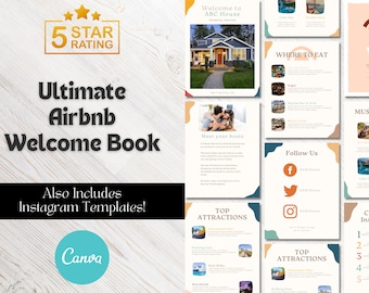 EDITABLE Airbnb Welcome Book Template | VRBO Welcome Book Template | Instagram Templates | Airbnb Welcome Sign | Airbnb Signs | Guest Book