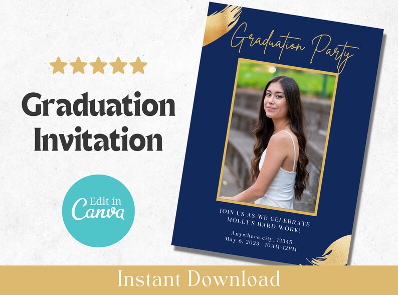 EDITABLE Graduation Party Invitation, Class of 2023 Graduation Invite