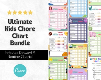 EDITABLE Kids Chore Chart | Routine Chart | Chore Chart for Kids | Kids Reward Charts | ADHD Chore Chart | Daily Chore Chart | Printable