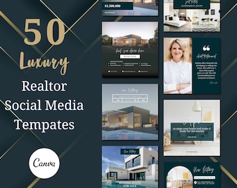 50 Real Estate Social Media Templates | Realtor Social Templates | Canva Instagram Realtor Templates | Real Estate Agent Instagram Templates