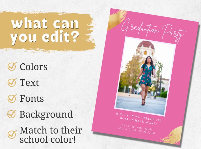 EDITABLE Graduation Party Invitation, Class of 2023 Graduation Invite