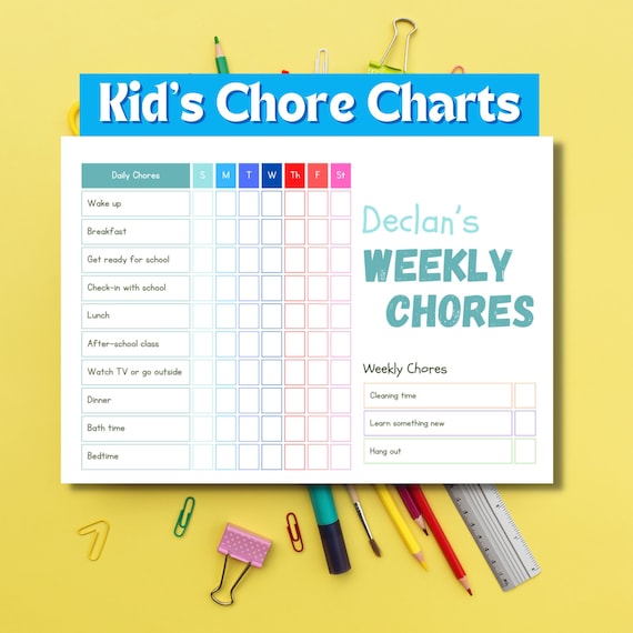 EDITABLE Kids Chore Chart | Routine Chart | Kids Schedule | Kids Checklist | ADHD Chore Chart | Daily Chore Chart | Printable Task List