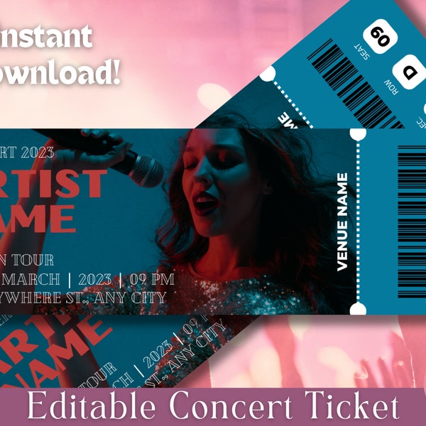 EDITIERBARE Konzertticket Vorlage | Überraschung Geschenk Idee | Eras Tour | Druckbare Konzertkarte | Konzertkarte Überraschung | Taylor Swift Ticket