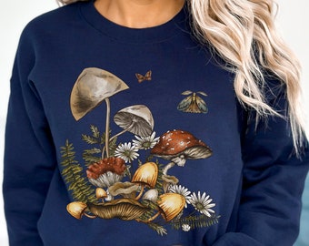 Goblincore Sweatshirt, Cottagecore Sweatshirt, Mystical Mushroom Sweater, Mystical Forest Crewneck, Indie Clothing, Fairy Grunge Sweatshirt