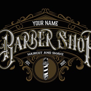custom branding for logo vintage barber shop, old design gold hand made vector original sign