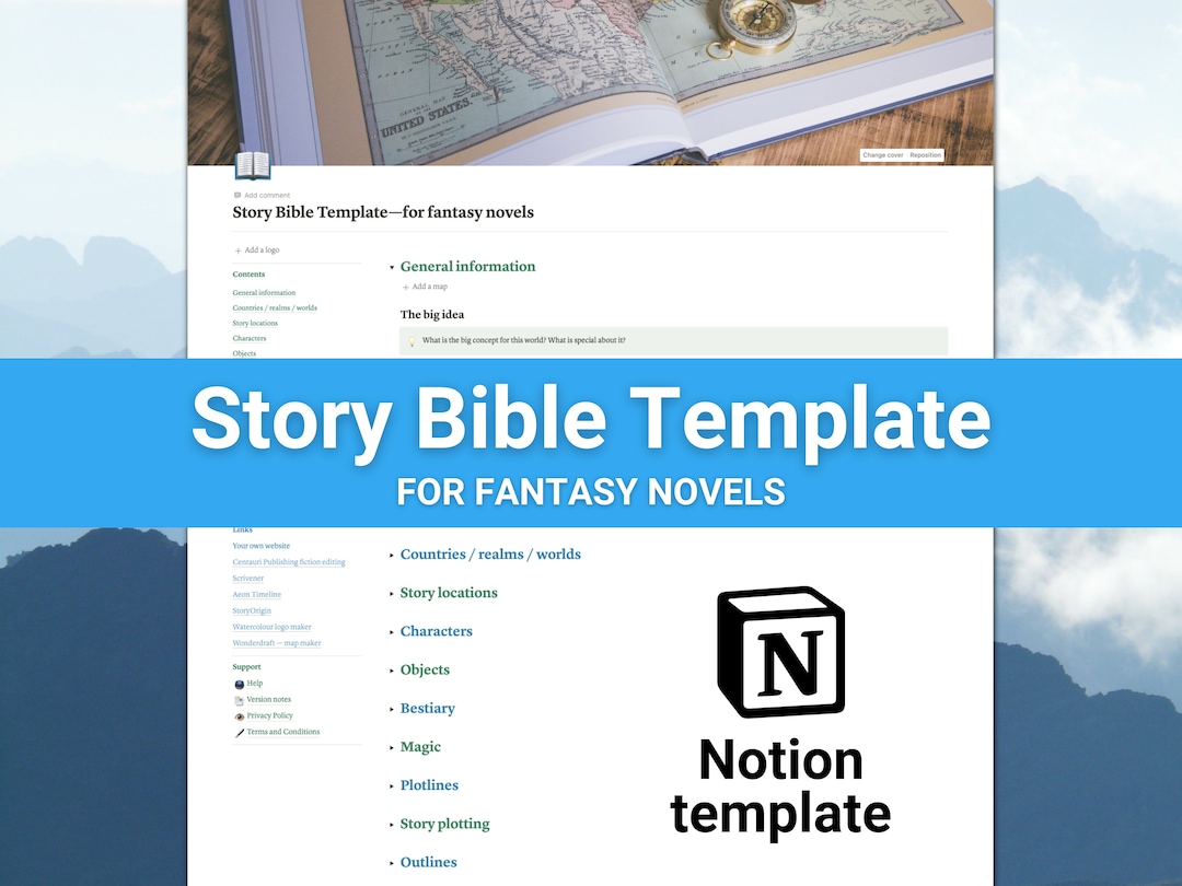 Story Bible Templatefor Fantasy Novels Notion Template Etsy Story Bible Templatefor Fantasy Novels Notion Template Etsy