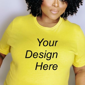Maize Yellow  Bella Canvas 3001 T-shirt Mockup, African American Model Mockup, Tshirt Mockup Lifestyle Mockup By KimKim