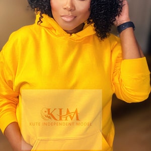 GOLD Gildan Hoodie Mockup/Gold Hoodie/ Large/plus size mockup/black woman mockup/plus size model