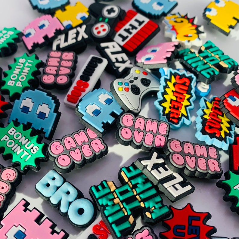 Video Game Jibbitz Croc Charms Grab Bag, Gamer Mystery Croc Charm Set