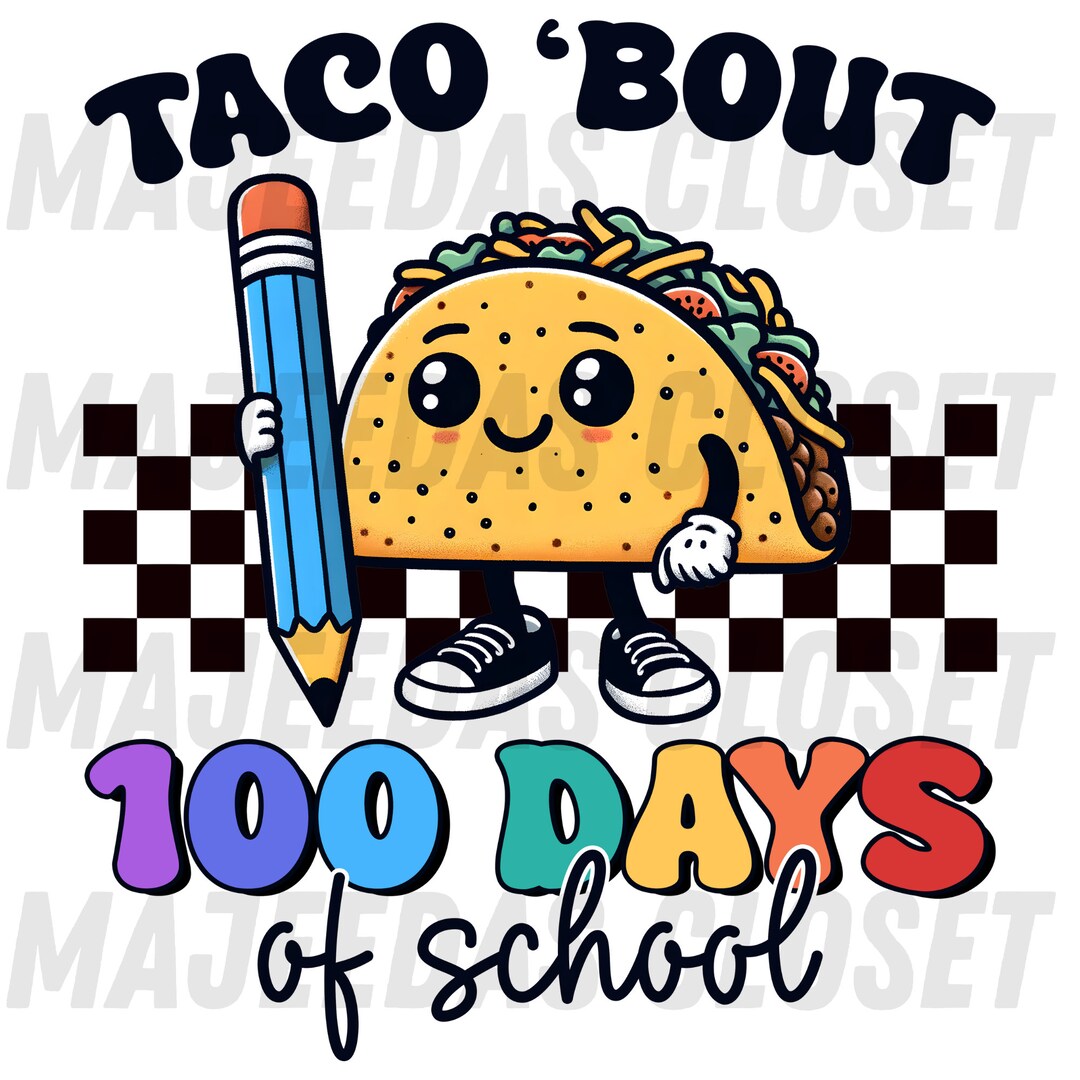 100 Days of School Png Sublimation Design Download, Happy 100th Day Png ...