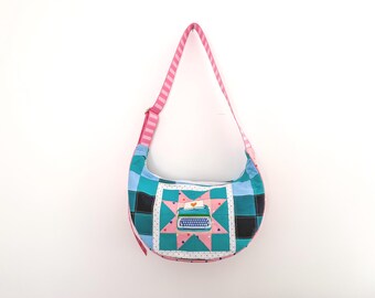 Crescent Crossbody Bag, Ruby Star Society Vintage Typewriter Quilted Purse