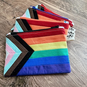 Pochette à fermeture éclair drapeau Progress Pride, porte-monnaie LGBTQ, portefeuille à fermeture éclair Gay Pride