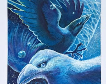 Odin's Ravens Painting//Hugin and Munin