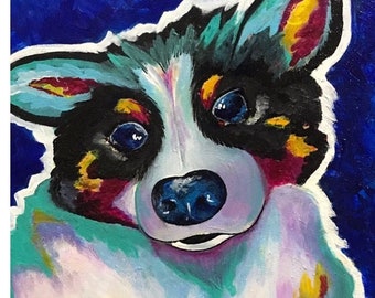 Colorful Art, Custom Dog Paintings, Custom Pet Portrait, Acrylic On canvas, Wall Decor, Home Decor, Pet Portrait, Dog Painting