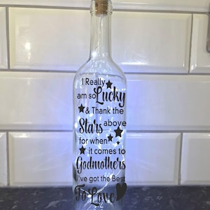 LED Light Up Bottle: Godmother Gift, Decorative Wine Bottle