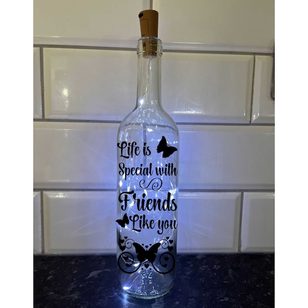 Friendship Light Up Bottle, Best Friend Gift,  Special friend Gift For Her, Birthday Present, Special Gift 022