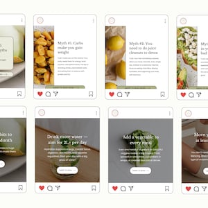 Sjablonen voor voedingsdeskundige Instagram-carrousel: wellness en gezondheid (canva bewerkbaar, 30 dia&#39;s)