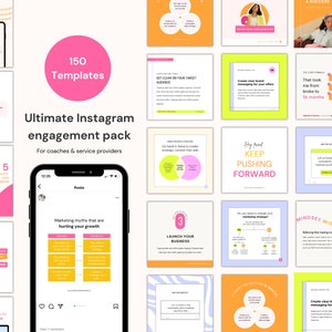 150 Engagement Instagram Vorlagen: Karussell, Charts, Zitate (Canva)