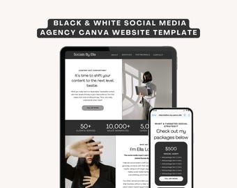 Canva website for digital marketing agency | Social media manager website | Marketing website template | Canva website portfolio template