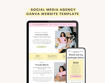 Social media manager portfolio website canva | high converting SMM portfolio template | client onboarding & services guide for freelancers