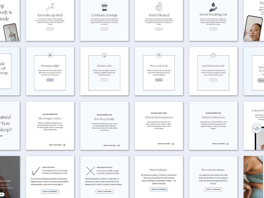 Wellness Coach Instagram Carousel Templates for Canva Carousel ...