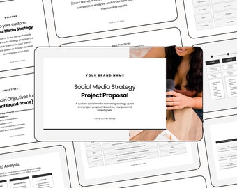 Modello modificabile di proposta di strategia per i social media: presentazione Canva (download digitale)