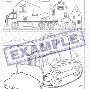 Construction Zone - PDF 40 Full size coloring pages, construction machines, diggers, back hoe, heavy machinery - Digital INSTANT download