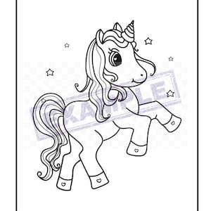 Unicorn Coloring Pages ADORABLE! - PDF, 10 full 8x11&quot;, cute unicorns for kids