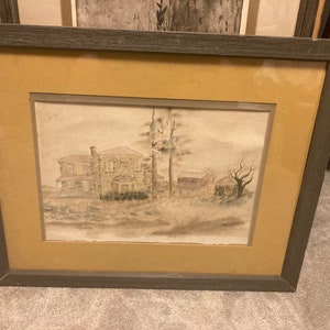 Brad Anderson, Salina Kansas artist, Watercolor painting of a sandstone farmhouse 27x 21.5 Lawrence Brad Anderson Salina Arts Commission