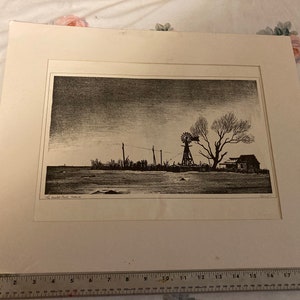 Peter Hurd ""the Deserted Ranch"" Edition 36 Offset Lithographie Druck Roswell, New Mexico Lubbock, Dallas, Big Spring, Texas. Künstler