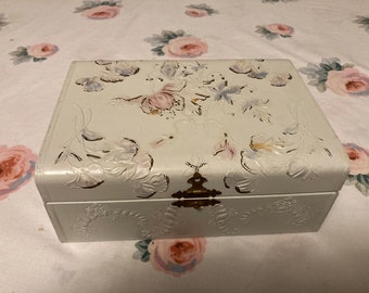 antique celluloid jewelry box, needs new lining but otherwise looks great Victorian era celluloid box vanity box dresser box