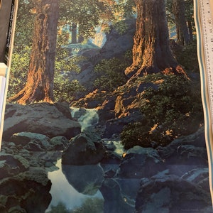 HUGE Maxfield Parrish Calendar with lithograph &quot;The Glen&quot; Huge 45.5 inch by 22 inch calendar.  Brown and Bigelow landscape &quot;The Glen&quot;