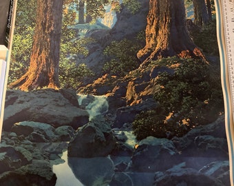HUGE Maxfield Parrish Calendar with lithograph &quot;The Glen&quot; Huge 45.5 inch by 22 inch calendar.  Brown and Bigelow landscape &quot;The Glen&quot;