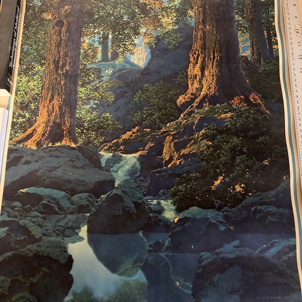 HUGE Maxfield Parrish Calendar with lithograph "The Glen" Huge 45.5 inch by 22 inch calendar.  Brown and Bigelow landscape "The Glen"