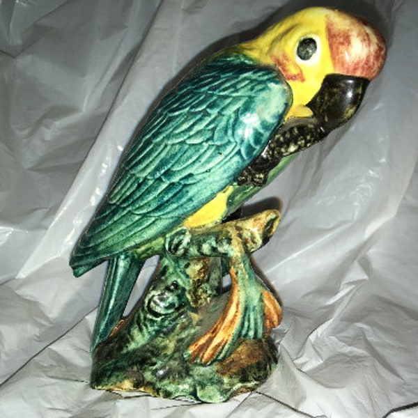 Stangl Pottery Birds Carolina Parakeet eating a cocklebur seed 3449 also often called a parrot