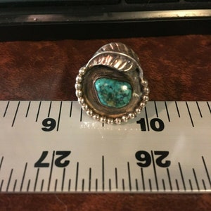 Silver Turquoise ring size 5. wonderful blue green color Nevada mine, beautiful natural stone