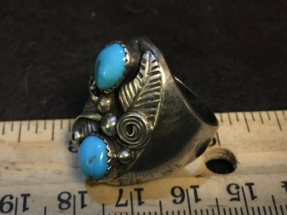 Classic early Lorenzo Juan Navajo Silver & Turquo… - image 4