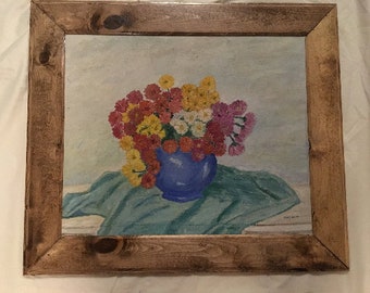 Birger Sandzen Student May Hoff original oil painting Unique double sided oil on board painted 1944 at Bethany College Lindsborg Kansas