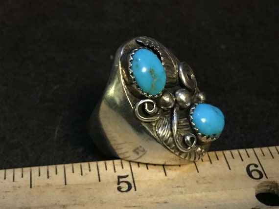 Classic early Lorenzo Juan Navajo Silver & Turquo… - image 2