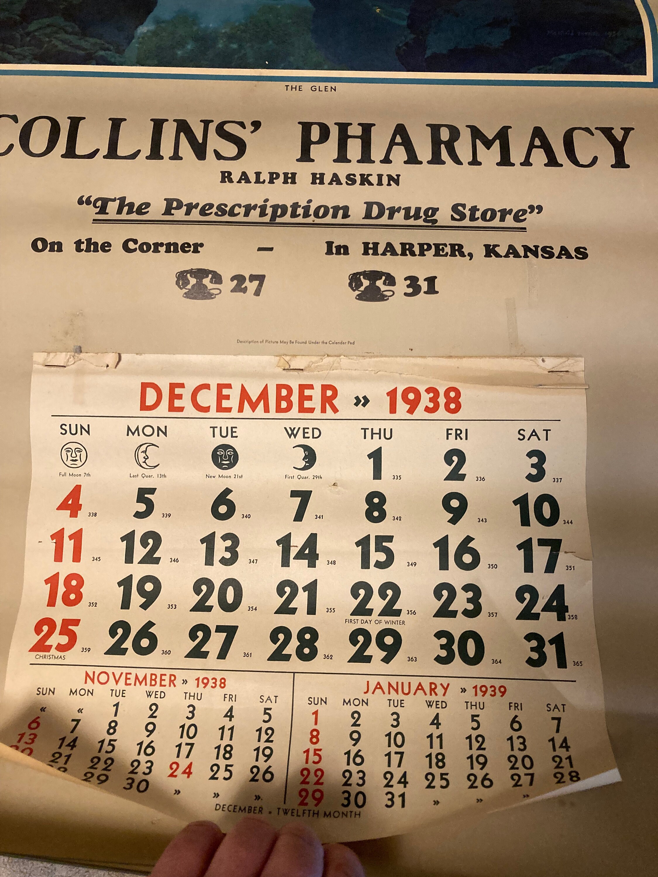 HUGE Maxfield Parrish Calendar With Lithograph the Glen Huge 45 5 Inch