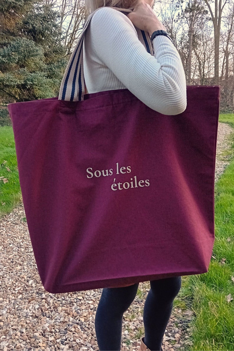 Grand Sac porté épaule en coton, sac shopping pliable mixte, Tote bag durable grande capacité, élégant, poche zippée, bagage toute saison image 10