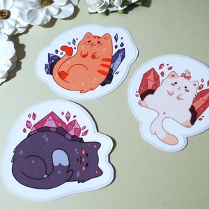Autocollants de chat mignon en cristal, autocollants en cristal, ordinateur portable résistant à l’eau Ipad Die Cut Matte Planner Journal Cute Pink Sticker Pack