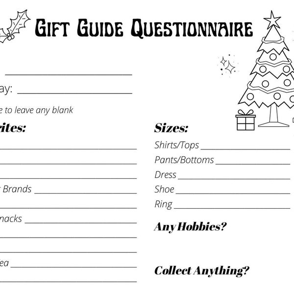 Christmas Gift Questionnaire