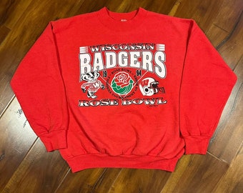 Vintage Wisconsin Badgers Sweater Rose Bowl Champions Crewneck Sweatshirt XL