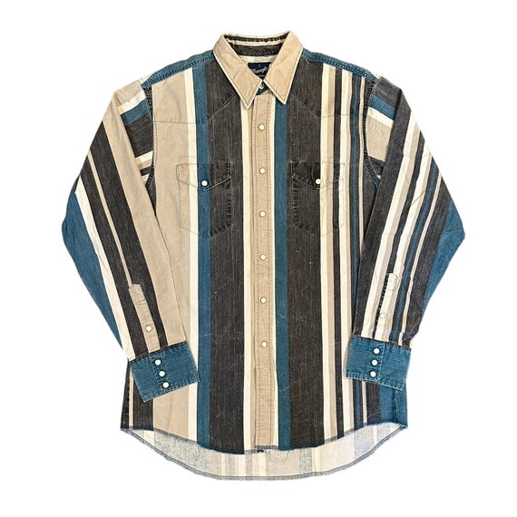 Wrangler Brushpopper Shirt Large Striped Western … - image 1